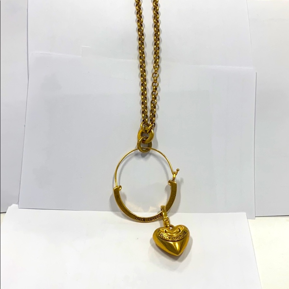 Gold Juicy Couture Charm Necklace with Heart Charm